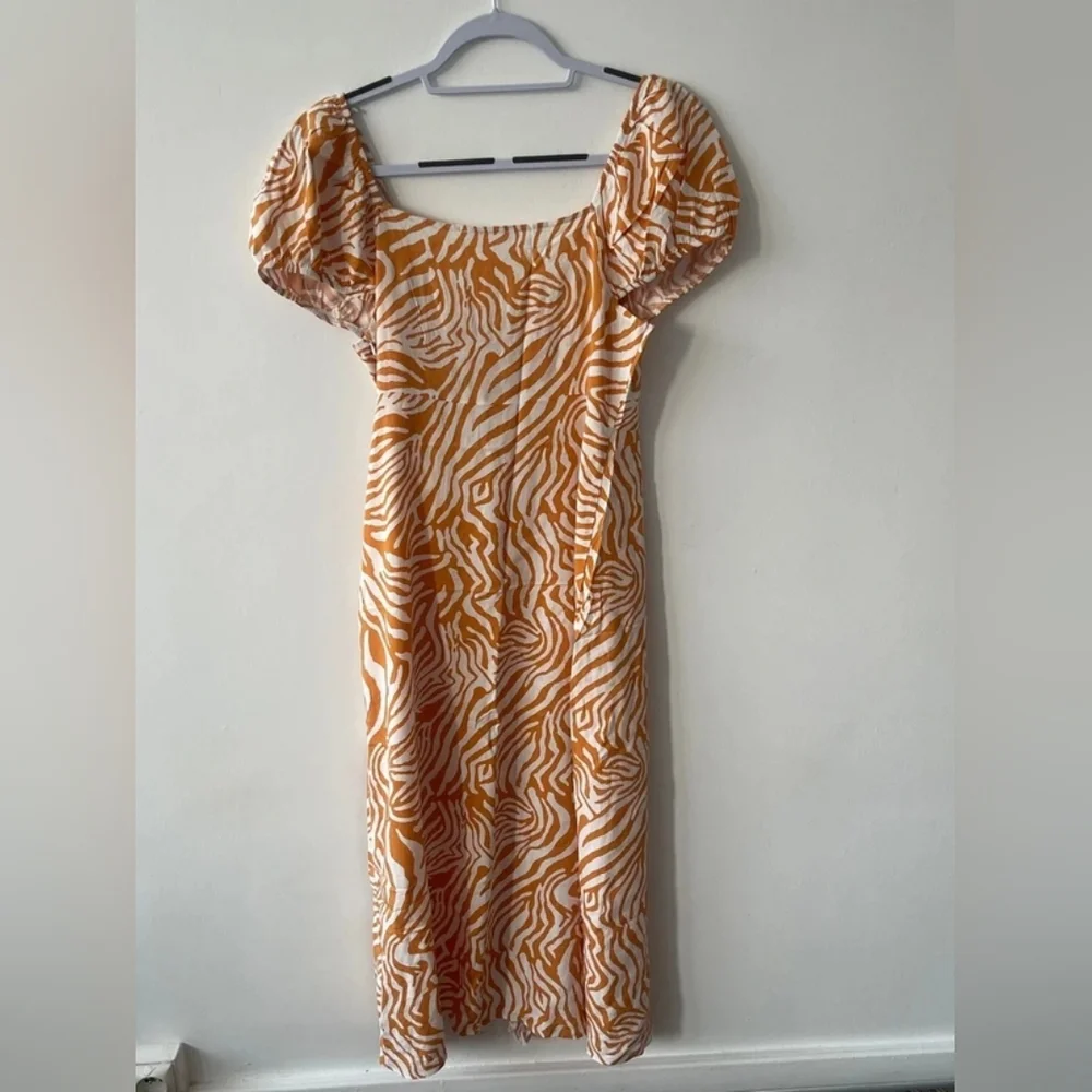 Kids Orange Zebra-Print Puff Sleeve Top